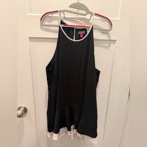 Vince Camuto Black Sleeveless Tank Top Size XL White Trim Athletic Racerback